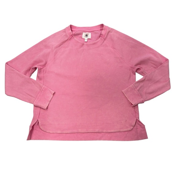 Sunnyside by SUNDRY Pink Stonewashed Waffle Knit Pullover Top, Sz Lg - Picture 10 of 14